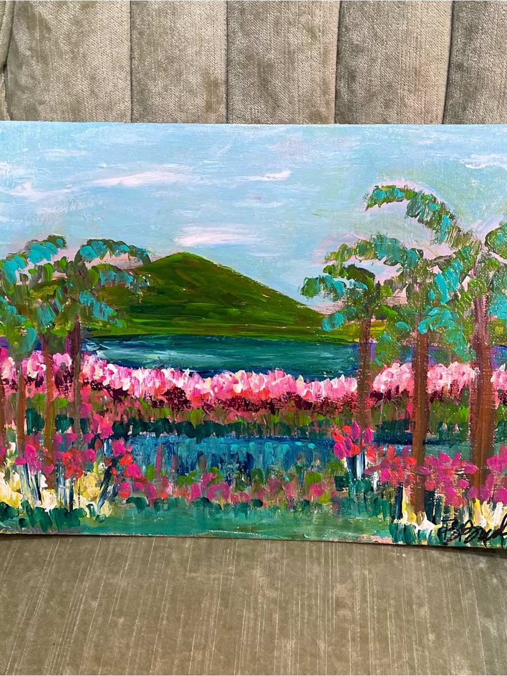 New Hand Painted Tropical Island Views Canvas Colorful Original Art Vibrant